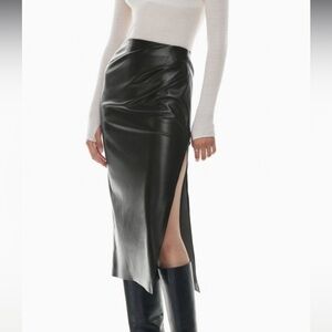 Aritzia / Wilfred Angie Faux Leather Maxi Midi Skirt with Slit New with Tags!